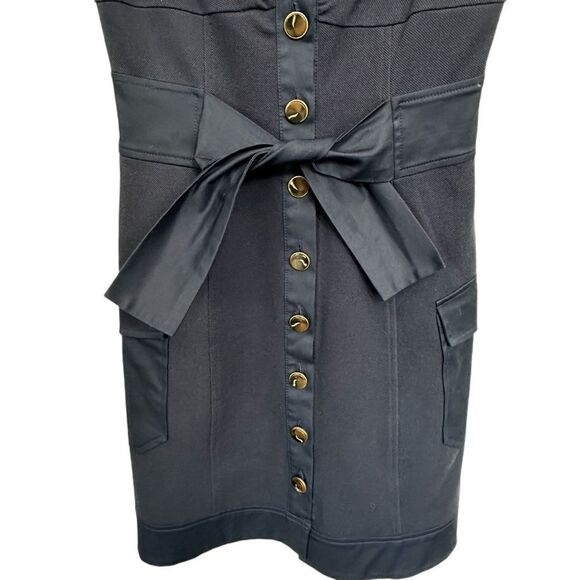 Diane Von Furstenberg Navy Blue Sosie Button Front Cargo Preppy Dress, 0 - Picture 5 of 12